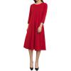 image:imageCHARTOU Womens Essential Pleated Flowy Tunic Midi Dress 34 Sleeve Modest Ruffle Swing DressRed