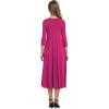 image:imageCHARTOU Womens Essential Pleated Flowy Tunic Midi Dress 34 Sleeve Modest Ruffle Swing DressRosy