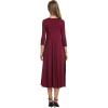 image:imageCHARTOU Womens Essential Pleated Flowy Tunic Midi Dress 34 Sleeve Modest Ruffle Swing DressWine Red