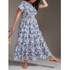 image:imageCHARTOU Womens Flowy Boho Long Stretch Short Sleeve High Waist Smock A Line Tiered DressBlue