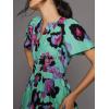 image:imageCHARTOU Womens Flowy Boho Long Stretch Short Sleeve High Waist Smock A Line Tiered DressCyan