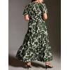 image:imageCHARTOU Womens Flowy Boho Long Stretch Short Sleeve High Waist Smock A Line Tiered DressDark Green