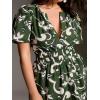image:imageCHARTOU Womens Flowy Boho Long Stretch Short Sleeve High Waist Smock A Line Tiered DressDark Green