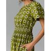 image:imageCHARTOU Womens Flowy Boho Long Stretch Short Sleeve High Waist Smock A Line Tiered DressGreen
