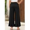 image:imageCHARTOU Womens Ruffle Crop Baggy Wide Leg Pants Drawstring Elastic High Waist Palazzo Sweatpants with PocketsBlack