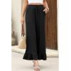 image:imageCHARTOU Womens Ruffle Crop Baggy Wide Leg Pants Drawstring Elastic High Waist Palazzo Sweatpants with PocketsBlack