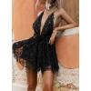 image:imageCHARTOU Womens Sexy Glitter Sequins Deep V Neck Backless Pleated Nightclub Party Mini DressBlack