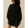 image:imageCHARTOU Womens Sexy V Neck Long Sleeve Mini Dress Tunic Babydoll Loose Flowy Swing Shift DressesBlack
