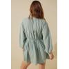 image:imageCHARTOU Womens Sexy V Neck Long Sleeve Mini Dress Tunic Babydoll Loose Flowy Swing Shift DressesLight Green