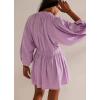 image:imageCHARTOU Womens Sexy V Neck Long Sleeve Mini Dress Tunic Babydoll Loose Flowy Swing Shift DressesPurple
