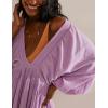 image:imageCHARTOU Womens Sexy V Neck Long Sleeve Mini Dress Tunic Babydoll Loose Flowy Swing Shift DressesPurple