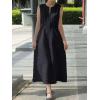 image:imageCHARTOU Womens Sleeveless Cotton Long Dress V Neck Slit A Line Midi Tank Sun Dress with BeltBlack