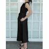 image:imageCHARTOU Womens Sleeveless Cotton Long Dress V Neck Slit A Line Midi Tank Sun Dress with BeltBlack
