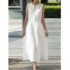 image:imageCHARTOU Womens Sleeveless Cotton Long Dress V Neck Slit A Line Midi Tank Sun Dress with BeltWhite