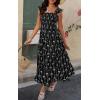 image:imageCHARTOU Womens Sleeveless Smocked Maxi Dress Long Flowy Tiered Dress Elegant Ruffle Boho SundressBlack