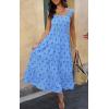 image:imageCHARTOU Womens Sleeveless Smocked Maxi Dress Long Flowy Tiered Dress Elegant Ruffle Boho SundressBlue