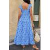 image:imageCHARTOU Womens Sleeveless Smocked Maxi Dress Long Flowy Tiered Dress Elegant Ruffle Boho SundressBlue