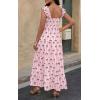 image:imageCHARTOU Womens Sleeveless Smocked Maxi Dress Long Flowy Tiered Dress Elegant Ruffle Boho SundressPink
