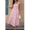 image:imageCHARTOU Womens Sleeveless Smocked Maxi Dress Long Flowy Tiered Dress Elegant Ruffle Boho SundressPink