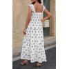 image:imageCHARTOU Womens Sleeveless Smocked Maxi Dress Long Flowy Tiered Dress Elegant Ruffle Boho SundressWhite