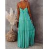 image:imageCHARTOU Womens Summer Maxi Dress Printed V Neck Dress Bohemian Spaghetti Strap Sleeveless Ruffle DressesGreen