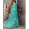 image:imageCHARTOU Womens Summer Maxi Dress Printed V Neck Dress Bohemian Spaghetti Strap Sleeveless Ruffle DressesGreen