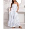 image:imageCHARTOU Womens Summer Spaghetti Strap Striped Maxi Long Dress Sleeveless Smocked Cut Out Swing DressBlue Stripes