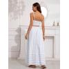 image:imageCHARTOU Womens Summer Spaghetti Strap Striped Maxi Long Dress Sleeveless Smocked Cut Out Swing DressBlue Stripes
