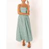 image:imageCHARTOU Womens Summer Spaghetti Strap Striped Maxi Long Dress Sleeveless Smocked Cut Out Swing DressGreen