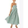 image:imageCHARTOU Womens Summer Spaghetti Strap Striped Maxi Long Dress Sleeveless Smocked Cut Out Swing DressGreen
