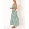 image:imageCHARTOU Womens Summer Spaghetti Strap Striped Maxi Long Dress Sleeveless Smocked Cut Out Swing DressGreen