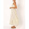 image:imageCHARTOU Womens Summer Spaghetti Strap Striped Maxi Long Dress Sleeveless Smocked Cut Out Swing DressWhite