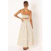 image:imageCHARTOU Womens Summer Spaghetti Strap Striped Maxi Long Dress Sleeveless Smocked Cut Out Swing DressWhite