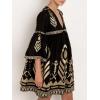image:imageCHARTOU Womens V Neck Ruffle 34 Sleeve Babydoll Mini Dress Boho Beach Floral Summer DressBlack