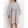image:imageCHARTOU Womens V Neck Ruffle 34 Sleeve Babydoll Mini Dress Boho Beach Floral Summer DressGrey