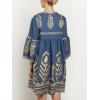image:imageCHARTOU Womens V Neck Ruffle 34 Sleeve Babydoll Mini Dress Boho Beach Floral Summer DressPeacock Green