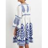 image:imageCHARTOU Womens V Neck Ruffle 34 Sleeve Babydoll Mini Dress Boho Beach Floral Summer DressWhite