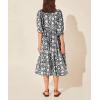image:imageCHARTOU Womens Vintage Floral 34 Sleeve Ruffle Midi Long Dress V Neck Tie Knot Beach Flowy Swing SundressBlack