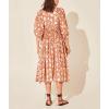 image:imageCHARTOU Womens Vintage Floral 34 Sleeve Ruffle Midi Long Dress V Neck Tie Knot Beach Flowy Swing SundressOrange