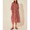 image:imageCHARTOU Womens Vintage Floral 34 Sleeve Ruffle Midi Long Dress V Neck Tie Knot Beach Flowy Swing SundressRed