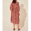 image:imageCHARTOU Womens Vintage Floral 34 Sleeve Ruffle Midi Long Dress V Neck Tie Knot Beach Flowy Swing SundressRed