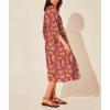 image:imageCHARTOU Womens Vintage Floral 34 Sleeve Ruffle Midi Long Dress V Neck Tie Knot Beach Flowy Swing SundressRed