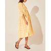 image:imageCHARTOU Womens Vintage Floral 34 Sleeve Ruffle Midi Long Dress V Neck Tie Knot Beach Flowy Swing SundressYellow