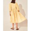 image:imageCHARTOU Womens Vintage Floral 34 Sleeve Ruffle Midi Long Dress V Neck Tie Knot Beach Flowy Swing SundressYellow