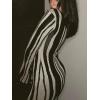 image:imageCHARTOU Womens Y2K Vertical Striped Flare Long Sleeve Dress Bodycon Crew Neck Cotton Pencil Maxi Dresses