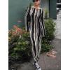 image:imageCHARTOU Womens Y2K Vertical Striped Flare Long Sleeve Dress Bodycon Crew Neck Cotton Pencil Maxi Dresses