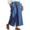 image:imageCHARTOU Cropped Cotton Linen Pants Women Floral Wide Leg Palazzo Pants Elastic Waist Beach TrousersBlue