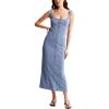 image:imageCHARTOU Denim Dress for Women Sleeveless Button Down Bodycon Long Jean DressBlue