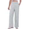image:imageCHARTOU Flowy Striped Linen Pants Women High Rise Smock Elastic Waist Summer Beach Vacation Palazzo PantsGrey