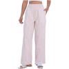 image:imageCHARTOU Flowy Striped Linen Pants Women High Rise Smock Elastic Waist Summer Beach Vacation Palazzo PantsPink